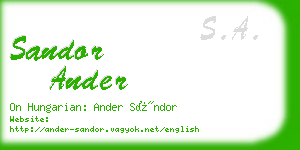 sandor ander business card